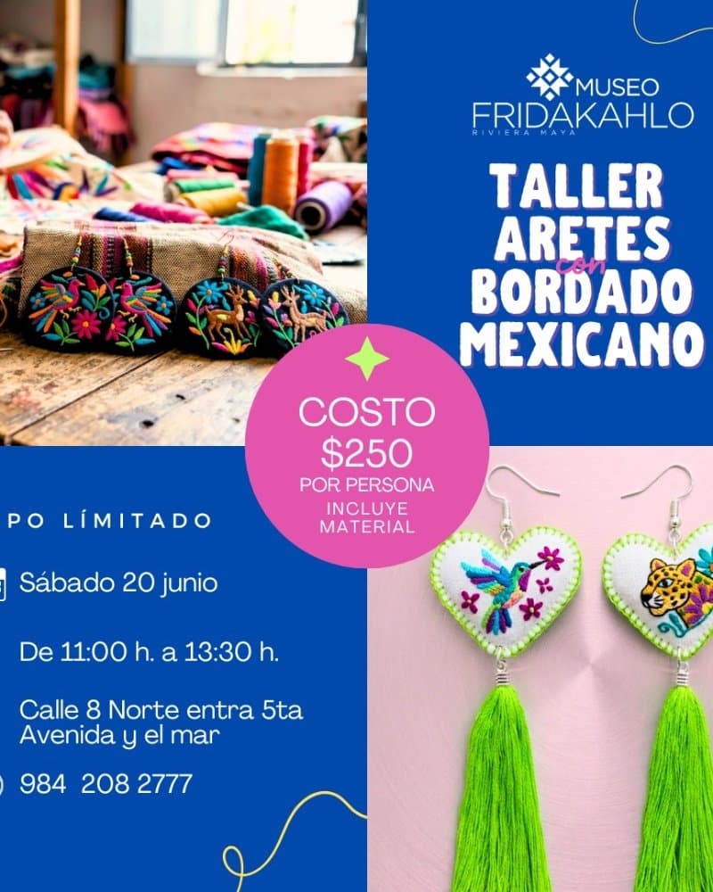 Taller aretes con bordado mexicano